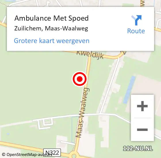 Locatie op kaart van de 112 melding: Ambulance Met Spoed Naar Zuilichem, Maas-Waalweg op 10 augustus 2022 16:21