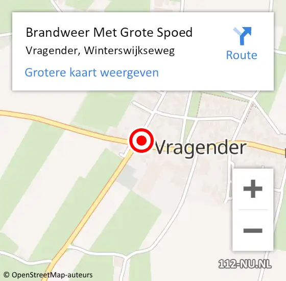 Locatie op kaart van de 112 melding: Brandweer Met Grote Spoed Naar Vragender, Winterswijkseweg op 10 augustus 2022 16:22