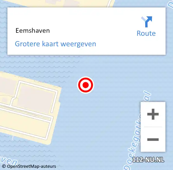 Locatie op kaart van de 112 melding:  Eemshaven op 10 augustus 2022 16:22