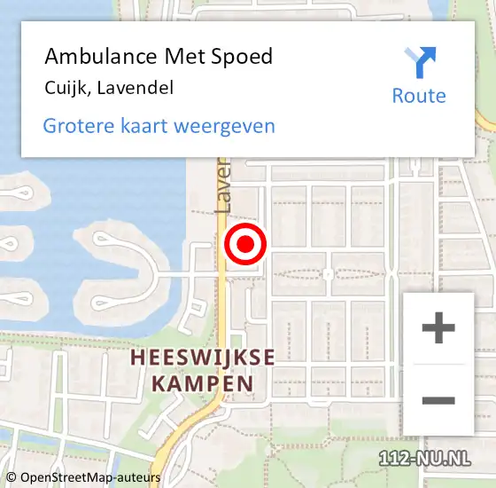 Locatie op kaart van de 112 melding: Ambulance Met Spoed Naar Cuijk, Lavendel op 10 augustus 2022 16:22