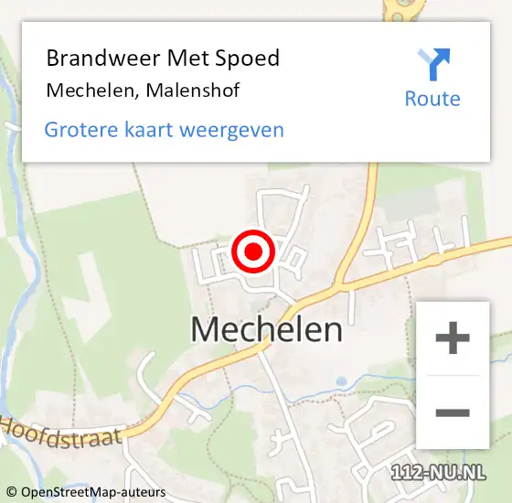 Locatie op kaart van de 112 melding: Brandweer Met Spoed Naar Mechelen, Malenshof op 10 augustus 2022 17:15