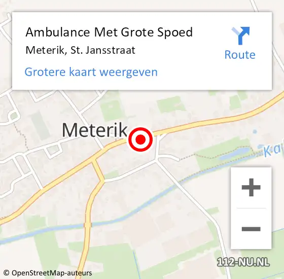 Locatie op kaart van de 112 melding: Ambulance Met Grote Spoed Naar Meterik, St. Jansstraat op 25 juli 2014 22:08