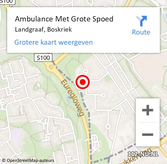 Locatie op kaart van de 112 melding: Ambulance Met Grote Spoed Naar Landgraaf, Boskriek op 25 juli 2014 22:09