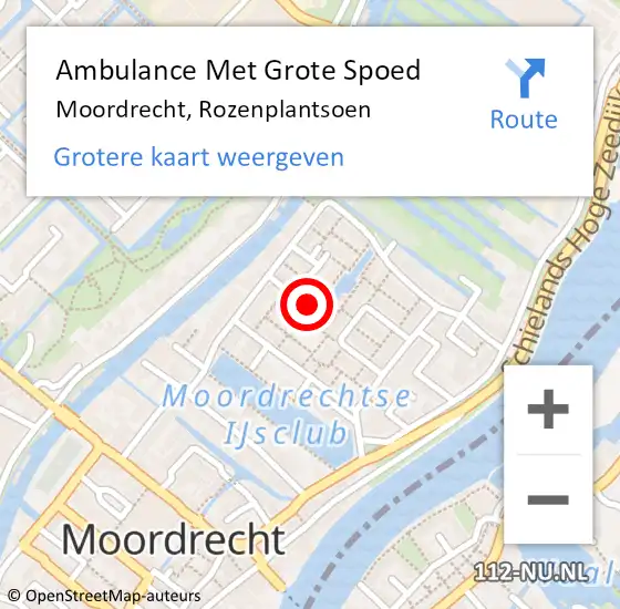 Locatie op kaart van de 112 melding: Ambulance Met Grote Spoed Naar Moordrecht, Rozenplantsoen op 10 augustus 2022 17:30