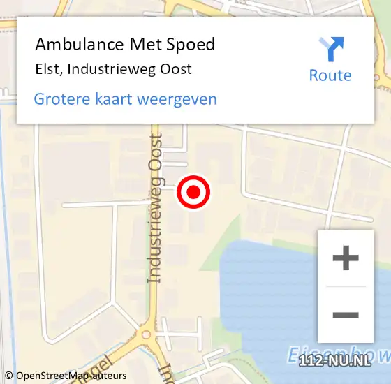 Locatie op kaart van de 112 melding: Ambulance Met Spoed Naar Elst, Industrieweg Oost op 10 augustus 2022 17:32