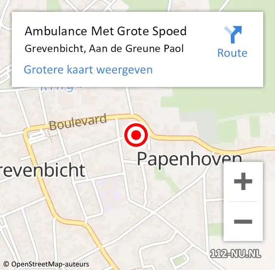 Locatie op kaart van de 112 melding: Ambulance Met Grote Spoed Naar Grevenbicht, Aan de Greune Paol op 25 juli 2014 22:11