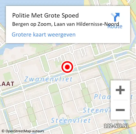 Locatie op kaart van de 112 melding: Politie Met Grote Spoed Naar Bergen op Zoom, Laan van Hildernisse-Noord op 10 augustus 2022 17:37