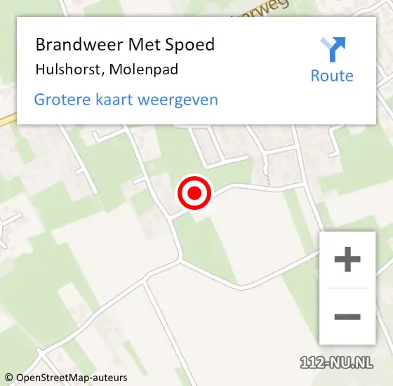 Locatie op kaart van de 112 melding: Brandweer Met Spoed Naar Hulshorst, Molenpad op 10 augustus 2022 17:43