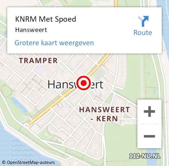 Locatie op kaart van de 112 melding: KNRM Met Spoed Naar Hansweert op 10 augustus 2022 17:44