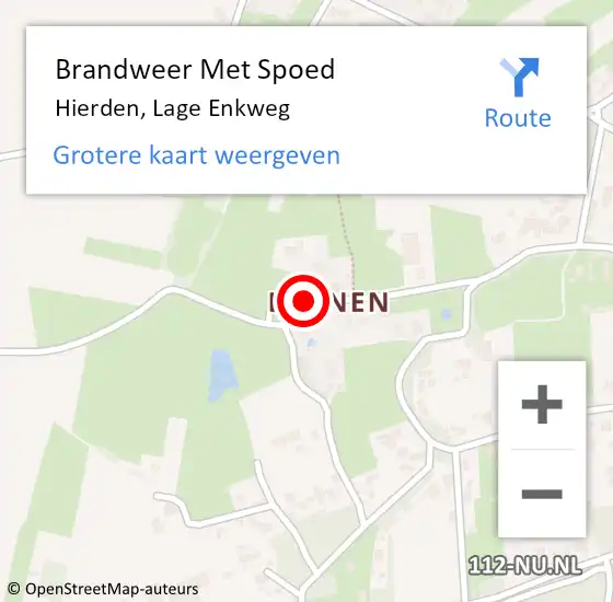 Locatie op kaart van de 112 melding: Brandweer Met Spoed Naar Hierden, Lage Enkweg op 10 augustus 2022 17:48