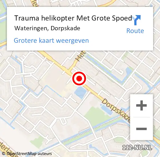 Locatie op kaart van de 112 melding: Trauma helikopter Met Grote Spoed Naar Wateringen, Dorpskade op 10 augustus 2022 17:51