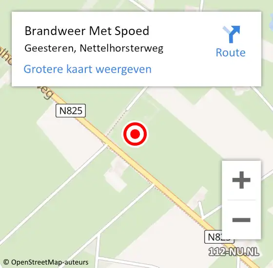 Locatie op kaart van de 112 melding: Brandweer Met Spoed Naar Geesteren, Nettelhorsterweg op 10 augustus 2022 18:11