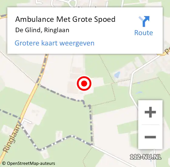 Locatie op kaart van de 112 melding: Ambulance Met Grote Spoed Naar De Glind, Ringlaan op 10 augustus 2022 18:22