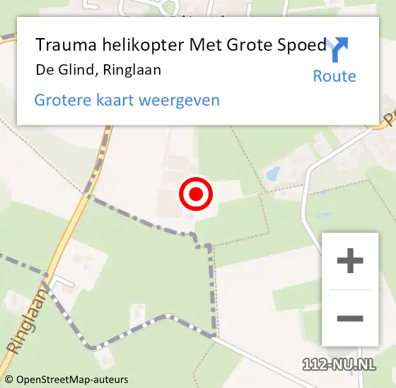 Locatie op kaart van de 112 melding: Trauma helikopter Met Grote Spoed Naar De Glind, Ringlaan op 10 augustus 2022 18:25