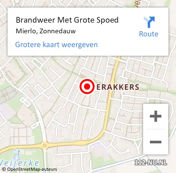 Locatie op kaart van de 112 melding: Brandweer Met Grote Spoed Naar Mierlo, Zonnedauw op 10 augustus 2022 18:34