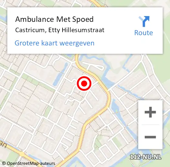 Locatie op kaart van de 112 melding: Ambulance Met Spoed Naar Castricum, Etty Hillesumstraat op 10 augustus 2022 19:47