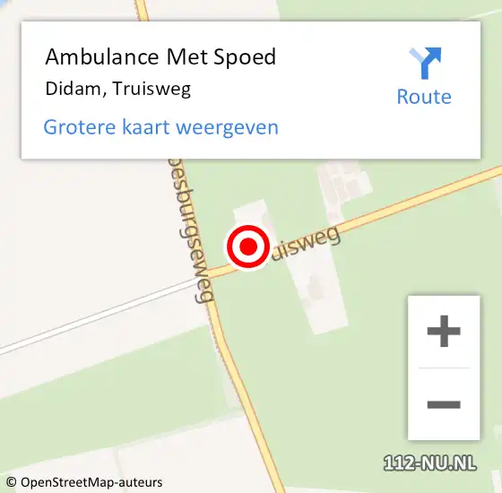 Locatie op kaart van de 112 melding: Ambulance Met Spoed Naar Didam, Truisweg op 10 augustus 2022 20:04