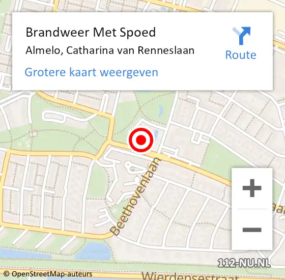 Locatie op kaart van de 112 melding: Brandweer Met Spoed Naar Almelo, Catharina van Renneslaan op 10 augustus 2022 20:23