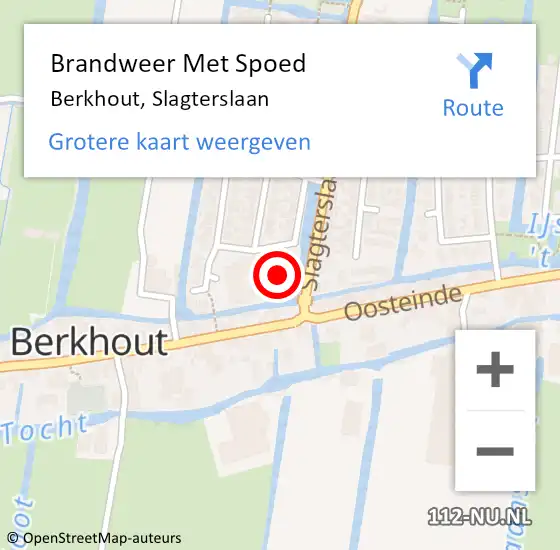 Locatie op kaart van de 112 melding: Brandweer Met Spoed Naar Berkhout, Slagterslaan op 10 augustus 2022 20:50