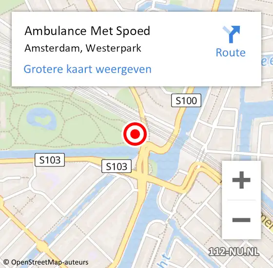 Locatie op kaart van de 112 melding: Ambulance Met Spoed Naar Amsterdam, Westerpark op 10 augustus 2022 20:51