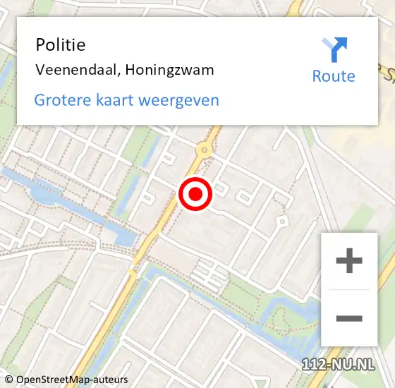 Locatie op kaart van de 112 melding: Politie Veenendaal, Honingzwam op 10 augustus 2022 20:54