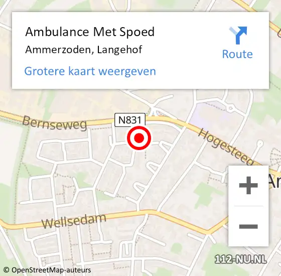 Locatie op kaart van de 112 melding: Ambulance Met Spoed Naar Ammerzoden, Langehof op 10 augustus 2022 21:00