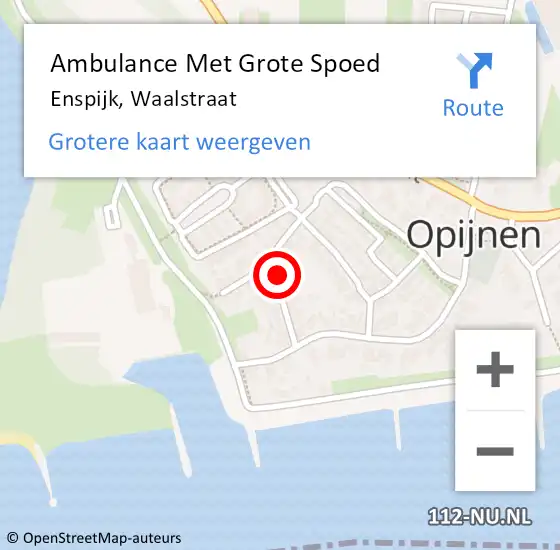 Locatie op kaart van de 112 melding: Ambulance Met Grote Spoed Naar Enspijk, Waalstraat op 10 augustus 2022 21:47