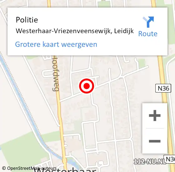 Locatie op kaart van de 112 melding: Politie Westerhaar-Vriezenveensewijk, Leidijk op 10 augustus 2022 21:56