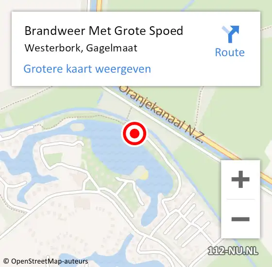 Locatie op kaart van de 112 melding: Brandweer Met Grote Spoed Naar Westerbork, Gagelmaat op 10 augustus 2022 22:20