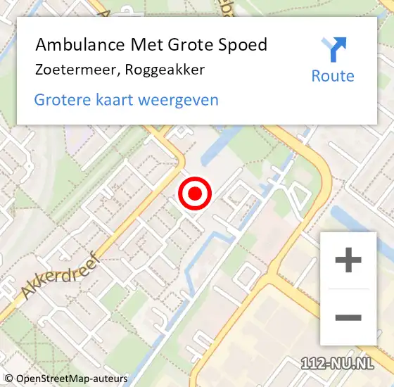 Locatie op kaart van de 112 melding: Ambulance Met Grote Spoed Naar Zoetermeer, Roggeakker op 10 augustus 2022 22:36