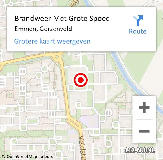 Locatie op kaart van de 112 melding: Brandweer Met Grote Spoed Naar Emmen, Gorzenveld op 10 augustus 2022 22:45