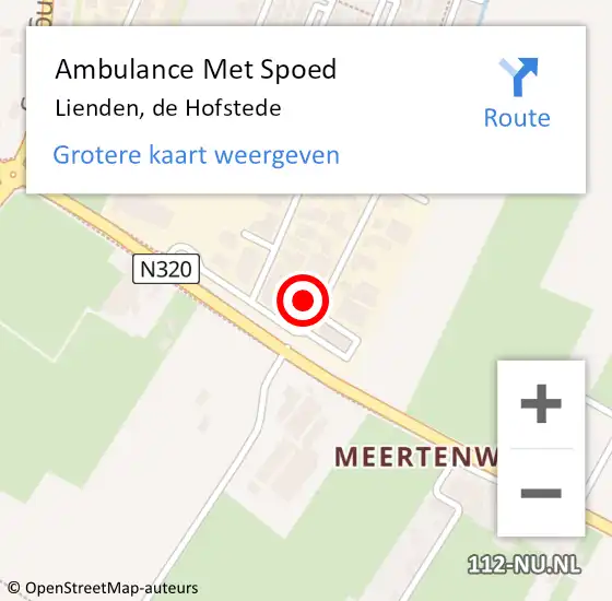 Locatie op kaart van de 112 melding: Ambulance Met Spoed Naar Lienden, de Hofstede op 10 augustus 2022 22:47