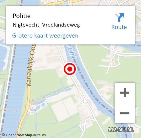 Locatie op kaart van de 112 melding: Politie Nigtevecht, Vreelandseweg op 10 augustus 2022 23:15