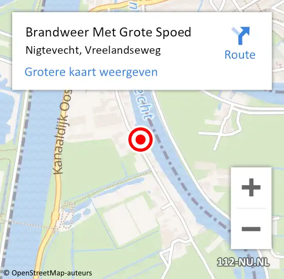 Locatie op kaart van de 112 melding: Brandweer Met Grote Spoed Naar Nigtevecht, Vreelandseweg op 10 augustus 2022 23:16