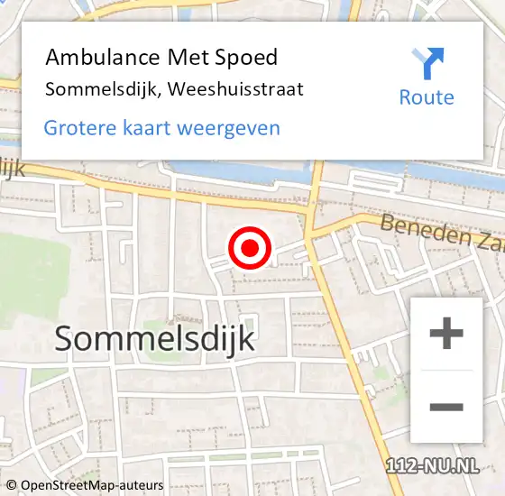 Locatie op kaart van de 112 melding: Ambulance Met Spoed Naar Sommelsdijk, Weeshuisstraat op 10 augustus 2022 23:30