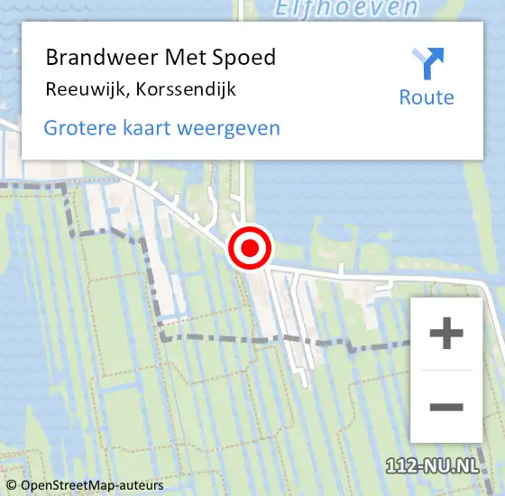 Locatie op kaart van de 112 melding: Brandweer Met Spoed Naar Reeuwijk, Korssendijk op 10 augustus 2022 23:51