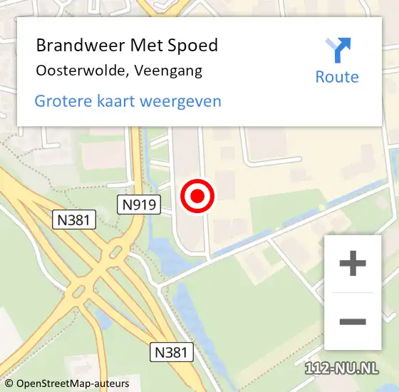 Locatie op kaart van de 112 melding: Brandweer Met Spoed Naar Oosterwolde, Veengang op 10 augustus 2022 23:52