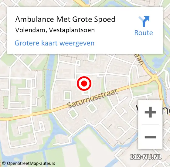 Locatie op kaart van de 112 melding: Ambulance Met Grote Spoed Naar Volendam, Vestaplantsoen op 11 augustus 2022 00:23