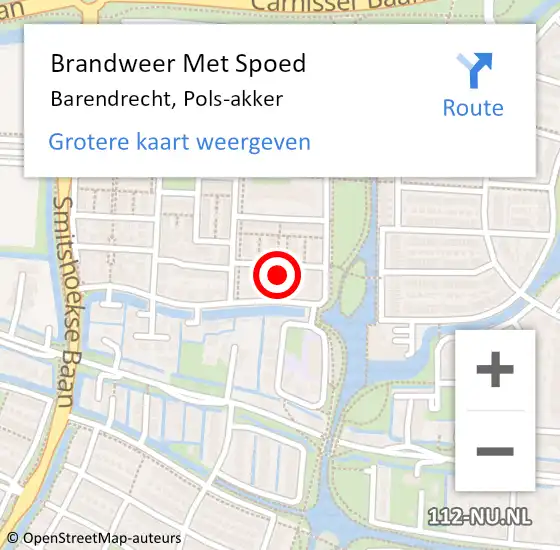 Locatie op kaart van de 112 melding: Brandweer Met Spoed Naar Barendrecht, Pols-akker op 11 augustus 2022 00:31