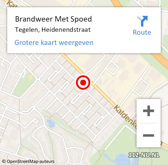 Locatie op kaart van de 112 melding: Brandweer Met Spoed Naar Tegelen, Heidenendstraat op 11 augustus 2022 00:31