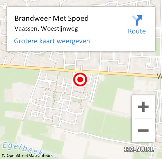 Locatie op kaart van de 112 melding: Brandweer Met Spoed Naar Vaassen, Woestijnweg op 11 augustus 2022 00:50