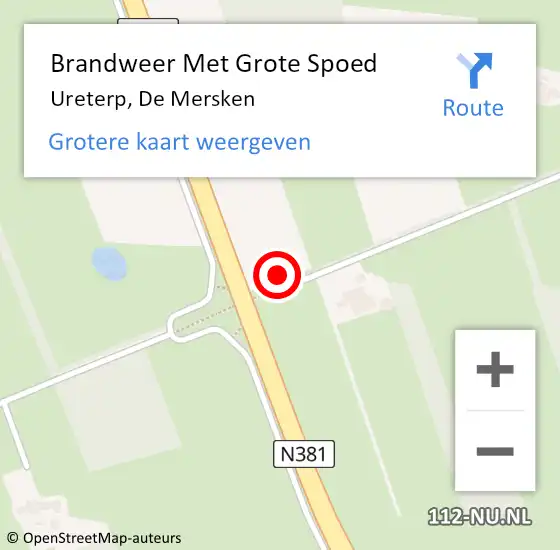 Locatie op kaart van de 112 melding: Brandweer Met Grote Spoed Naar Ureterp, De Mersken op 11 augustus 2022 01:13