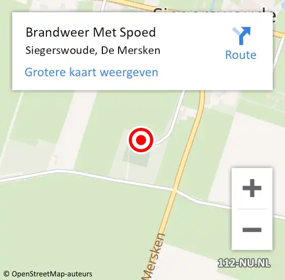 Locatie op kaart van de 112 melding: Brandweer Met Spoed Naar Siegerswoude, De Mersken op 11 augustus 2022 02:19