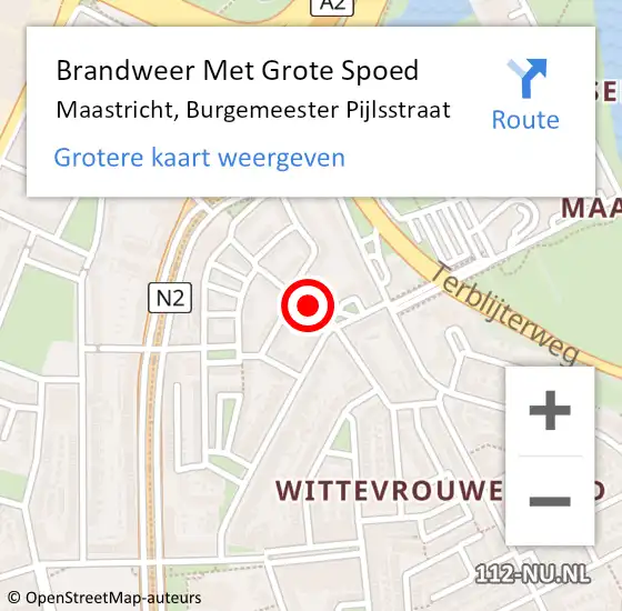 Locatie op kaart van de 112 melding: Brandweer Met Grote Spoed Naar Maastricht, Burgemeester Pijlsstraat op 11 augustus 2022 03:04