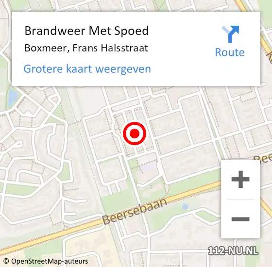 Locatie op kaart van de 112 melding: Brandweer Met Spoed Naar Boxmeer, Frans Halsstraat op 11 augustus 2022 03:27