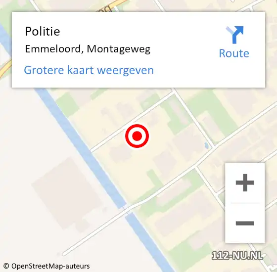 Locatie op kaart van de 112 melding: Politie Emmeloord, Montageweg op 11 augustus 2022 03:56