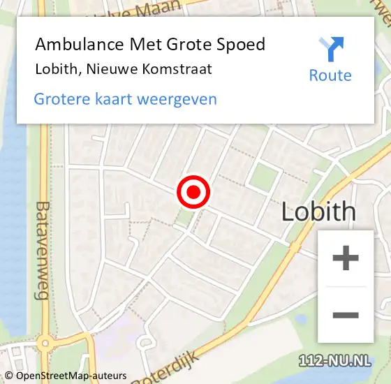 Locatie op kaart van de 112 melding: Ambulance Met Grote Spoed Naar Lobith, Nieuwe Komstraat op 11 augustus 2022 04:37