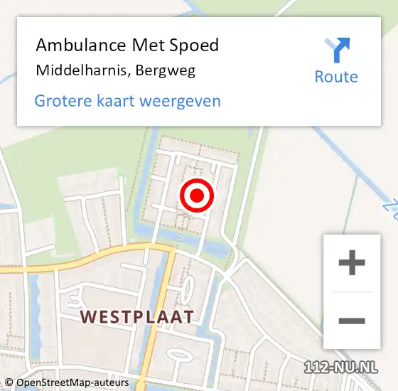 Locatie op kaart van de 112 melding: Ambulance Met Spoed Naar Middelharnis, Bergweg op 11 augustus 2022 04:45