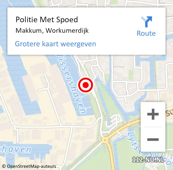 Locatie op kaart van de 112 melding: Politie Met Spoed Naar Makkum, Workumerdijk op 11 augustus 2022 05:03