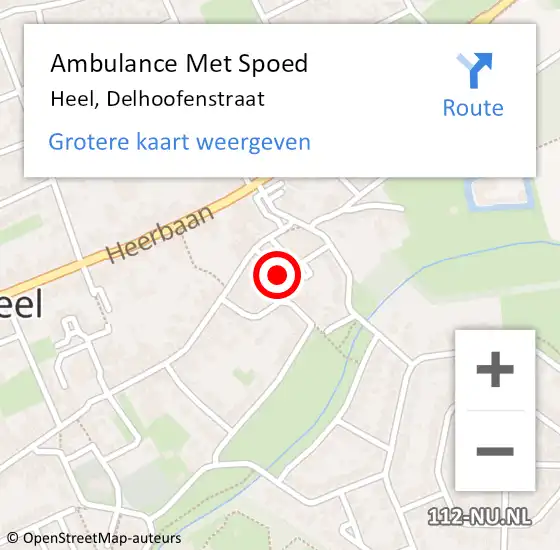 Locatie op kaart van de 112 melding: Ambulance Met Spoed Naar Heel, Delhoofenstraat op 25 juli 2014 23:20